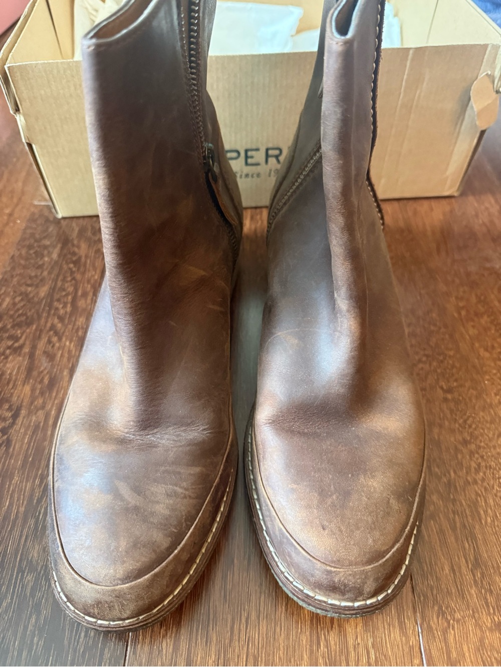 Women’s Sperry Brown Leather Zip Ankle Boots